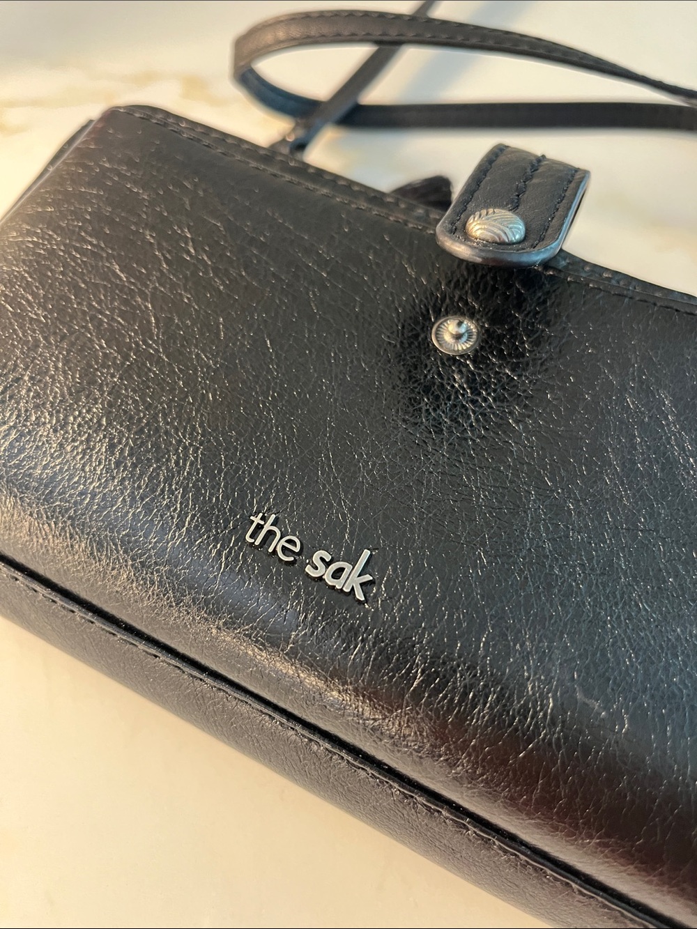 The Sak Black Leather Crossbody Wallet with Tassel and Charm - Picture 4 of 8